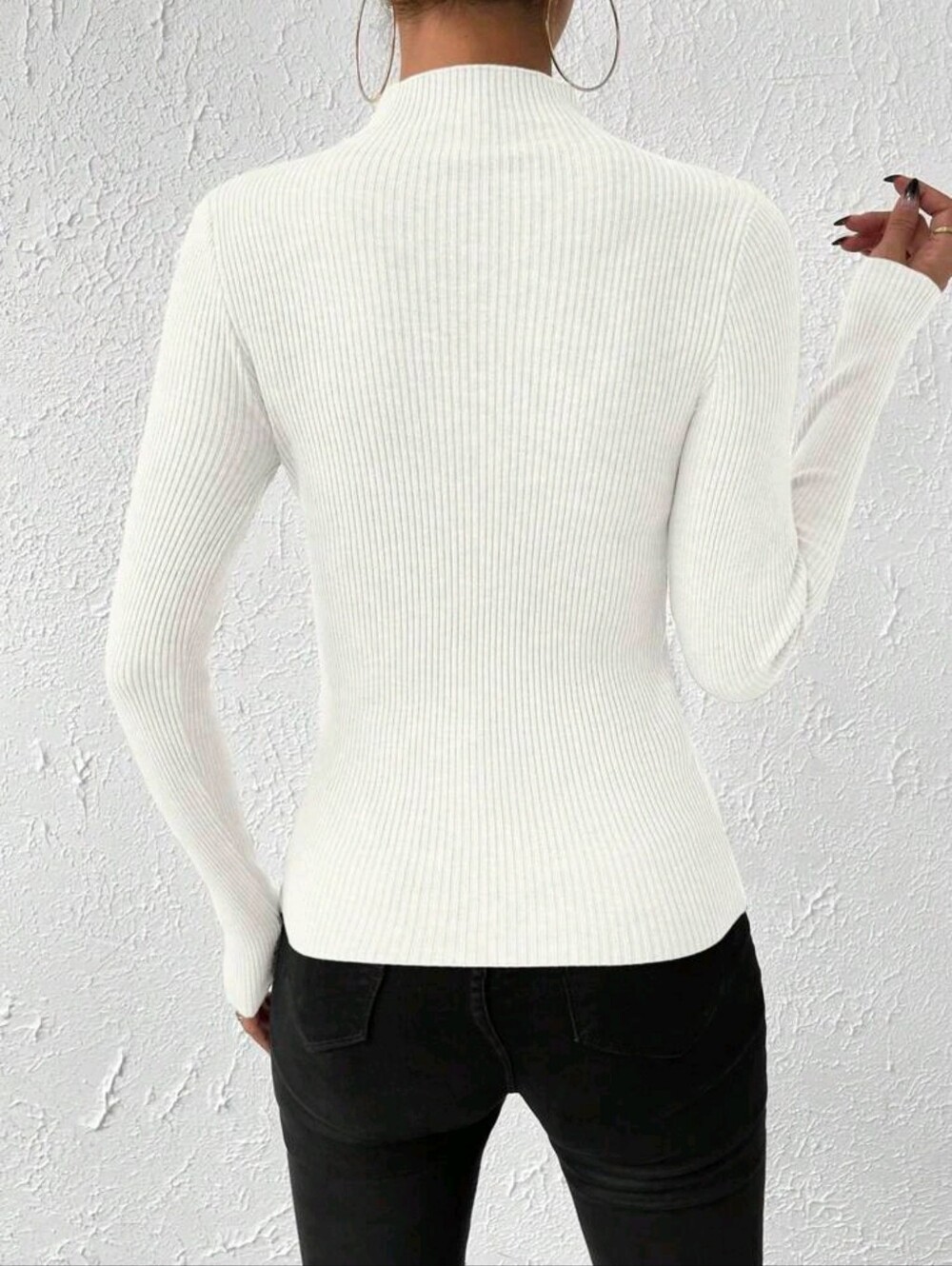 SHEIN Ribbed Mock Neck Sweater - Picture 2 of 6